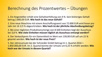 Vorschau - Stundenentwürfe - Berufsbezogenes Rechnen - Prozentrechnen Lösungen - Seite 1