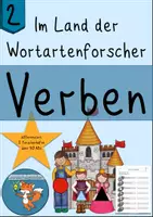 Vorschau - Unterrichtsreihen - Verben Forscherheft Übungsheft Wochenplan Klasse 2 Montessori Wortarten - Deckblatt