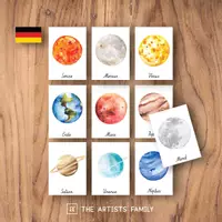 Vorschau - Bildkarten - Planeten Sonnensystem Montessori Karteikarten Wort Karte - Deckblatt