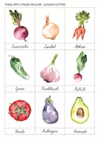 Vorschau - Bildkarten - GEMÜSE Karten Aquarell Montessori Nomenklatur Flash 3 Teile Lehrmaterial Homeschooling Printable PDF - Seite 3