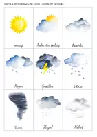 Vorschau - Bildkarten - WETTER Karten Aquarell Montessori Nomenklatur Flash - Seite 1