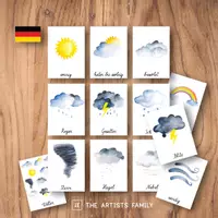 Vorschau - Bildkarten - WETTER Karten Aquarell Montessori Nomenklatur Flash - Deckblatt