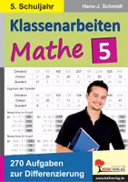 Vorschau - Test - Klassenarbeiten MATHE Klasse 5 | 270 Aufgabenkarten, Natürliche Zahlen, Brüche, Geometrie, Maßeinheiten, Potenzen, Textaufgaben | Mathematik Sekundarstufe I Differenzierung Lösungen - Deckblatt