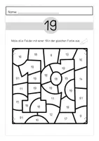 Vorschau - Arbeitsblätter - Suchsel zum Ausmalen Zahl 19 - Deckblatt