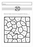 Vorschau - Arbeitsblätter - Suchsel zum Ausmalen Zahl 20 - Deckblatt