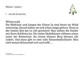 Vorschau - Arbeitsblätter - Übungen für den Deutschunterricht "Winter" – Klasse 4 - Seite 1