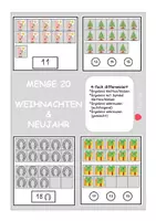 Vorschau - Arbeitsblätter - Menge 20 - WEIHNACHTEN - NEUJAHR - Menge legen - TEACCH Klettaufgabe - Klettmappe - Deckblatt