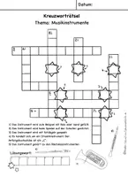 Vorschau - Arbeitsblätter - Musikinstrumente Grundschule, Musikunterricht Kreuzworträtsel - Seite 1