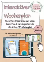 Vorschau - Präsentationen/Tafelbilder - PowerPoint-Vorlage für deinen eigenen interaktiven PDF-Wochenplan (interaktive PDF) - Deckblatt