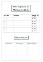 Vorschau - Lehrpläne/Lehrermaterial - Editierbare Vorlage Tagesplan/Wochenplan (Homeschooling/ Distanzunterricht) - Seite 1
