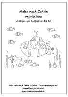 Vorschau - Arbeitsblätter - Malen nach Zahlen - Addition und Subtraktion bis 20 - Uboot - Deckblatt