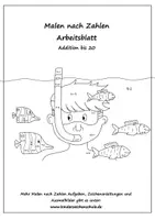 Vorschau - Arbeitsblätter - Malen nach Zahlen - Addition bis 20 - Unterwasserwelt - Deckblatt
