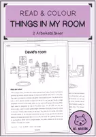 Vorschau - Arbeitsblätter - READ AND COLOUR zum Wortschatz THINGS IN MY ROOM - Deckblatt