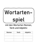 Vorschau - Arbeitsblätter - Freebie: Wortartenspiel Nomen, Verb und Adjektiv mit Regelkärtchen - Deckblatt