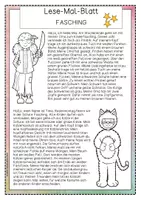 Vorschau - Arbeitsblätter - Lese-Mal-Blätter FASCHING - Seite 1