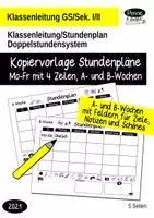 Vorschau - Poster - Stundenplan für Doppelstunden, A- und B-Wochen, Mo-Fr, 4 Zeilen - Deckblatt