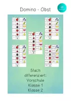 Vorschau - Arbeitsblätter - Domino Obst - 5fach differenziert Anlaute / Silben / Wörter / Sätze - Deckblatt
