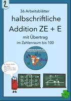 Vorschau - Unterrichtsreihen - Halbschriftliche Addition mit Übertrag ZR bis 100 ZE + E Rechenstrich Rechenschritt - Deckblatt