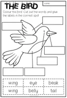 Vorschau - Arbeitsblätter - SPRING - The Bird: Cut and Glue - Seite 1