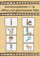 Vorschau - Stationenlernen - Zuordnungskarten i / ie: offene und geschlossene Silbe - Deckblatt