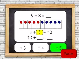 Vorschau - Spiele - Interaktives Spiel: Schrittweise über den Zehner - Addition - Spiel 3 - Seite 2
