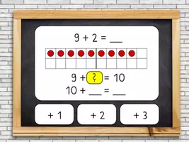 Vorschau - Spiele - Interaktives Spiel: Schrittweise über den Zehner - Addition - Spiel 1 differenziert - Seite 1