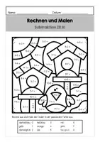 Vorschau - Stationenlernen - Rechenmalblätter Subtraktion ZR 10 - Seite 1
