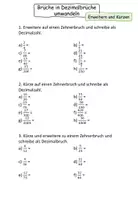Vorschau - Arbeitsblätter - Brüche in Dezimalbrüche umwandeln - Seite 1