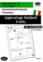 Vorschau - Arbeitsblätter - Italienisch Steckbrief Presentarsi mit Sketchnotes - Deckblatt