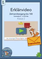 Vorschau - Videos - Erklärvideo Zehnerübergang Subtraktion bis 100 Homeschooling - Deckblatt