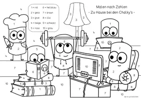 Vorschau - Arbeitsblätter - Chalky's - Malen nach Zahlen (Homeschooling) - Seite 1