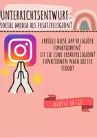 Vorschau - Stundenentwürfe - Unterrichtsentwurf: Social Media Instagram als Ersatzreligion? mit Erwartungshorizont und Raster + Material! - Deckblatt