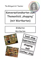 Vorschau - Stationenlernen - Konversationskarten Shopping mit Wortkarten - Deckblatt