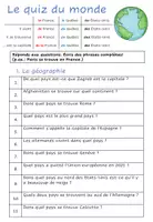 Vorschau - Arbeitsblätter - AB Le quiz du monde - Seite 1