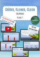 Vorschau - Präsentationen/Tafelbilder - Größer, kleiner, gleich - Erklärvideo - Klasse 1 - für das Distanzlernen geeignet - Deckblatt