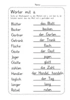 Vorschau - Arbeitsblätter - Ausfüllbares PDF-Arbeitsblatt: Wörter mit ä inkl. Lösungsblatt für´s Homeschooling - Seite 1