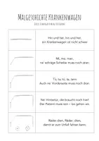 Vorschau - Mal- und Bastelvorlagen - Malgeschichte Krankenwagen - Seite 1