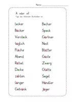 Vorschau - Arbeitsblätter - Ausfüllbare PDF: Arbeitsblatt "ä oder e?" inklusive Lösungsblatt für´s Homeschooling - Seite 1