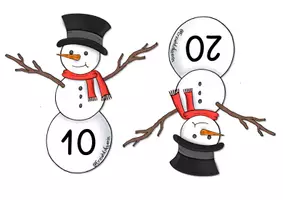 Vorschau - Fördermaterial/Inklusion - Freebie - Zahlenfolge ZR 10 & 20 "Schneemann" - Vorschule & 1. Klasse - Seite 1