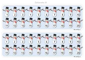 Vorschau - Fördermaterial/Inklusion - Freebie - Zahlenfolge ZR 10 & 20 "Schneemann" - Vorschule & 1. Klasse - Seite 2