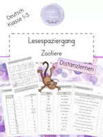 Vorschau - Spiele - Lesespaziergang I ZOOTIERE I homeschooling Variante - Deckblatt