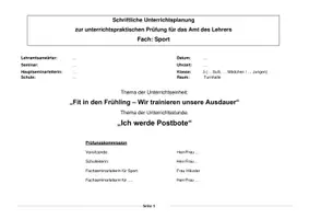 Vorschau - Spiele - Sport Staatsexamen Examen Unterricht Sportstunde 3. / 4. Klasse Grundschule - "Wir trainieren die Ausdauer“ - Ich werde DHL-Bote Laufspiel Spiel Laufen, Springen, Werfen - Seite 1