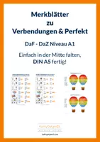 Vorschau - Merkblätter - Merkblatt Verben im Präsens und Perfektbeispiele A1 - Deckblatt