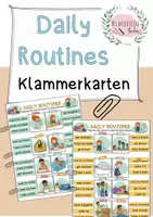 Vorschau - Arbeitsblätter - Daily Routine - Klammerkarten (Stationenlernen & interaktiver Klammerkarte) - Deckblatt