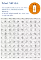 Vorschau - Arbeitsblätter - Suchsel / Wortsuch-Rätsel: Elektrizität / Strom (23 Begriffe) - Seite 1