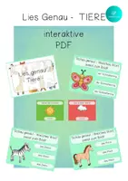 Vorschau - Spiele - Lesen interaktiv - Lies genau Wörter Tiere interaktives PDF - Deckblatt
