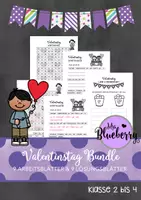 Vorschau - Arbeitsblätter - Valentinstag Bundle für Freiarbeit / Homeschooling (Klasse 2 bis 4) - Deckblatt