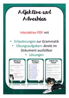 Vorschau - Präsentationen/Tafelbilder - Interaktive PDF - Adjektive und Adverbien - adjectives and adverbs - Erläuterungen, Übungen und Lösungen - Deckblatt