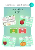 Vorschau - Spiele - Bundle 2 x interaktives Lesequiz Wörter Obst und Gemüse interaktives Pdf - Deckblatt