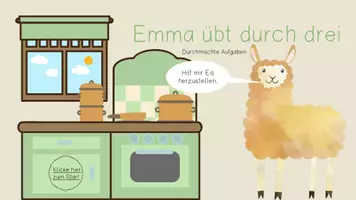Vorschau - Stationenlernen - Emma übt durch Drei- gemischte Aufgaben zur Division durch Drei - Seite 1